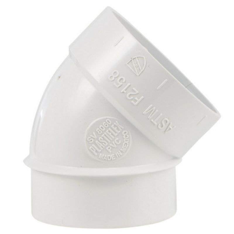 Kolano 45 stopni jednokielichowe PVC (SV8060), instalacja odkurzacze centralne