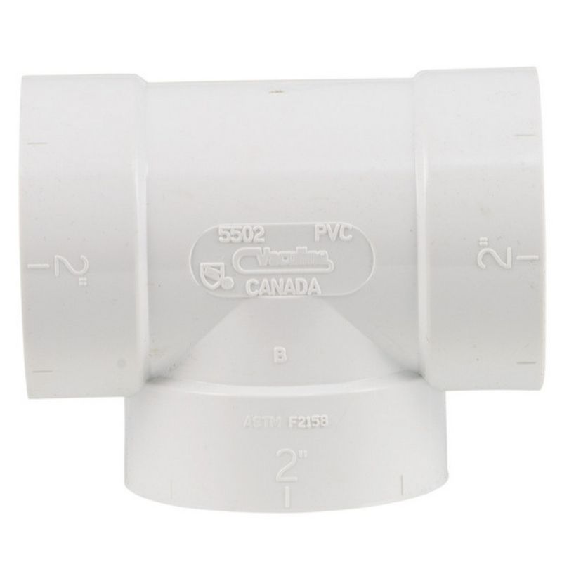 Trójnik bezpieczeństwa T krótki 90 stopni PVC, instalacja odkurzacze centralne