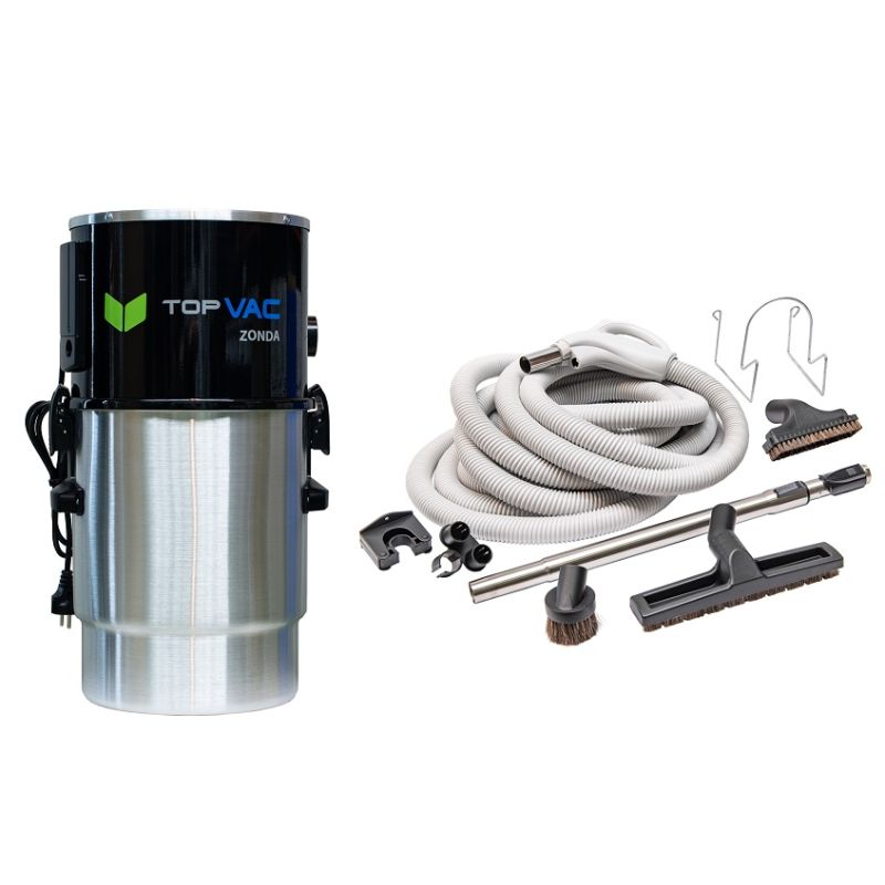 Pakiet odkurzacz centralny TopVac ZONDA z zestawem do sprzątania z wężem z włącznikiem On/Off, dł. 9,1mb