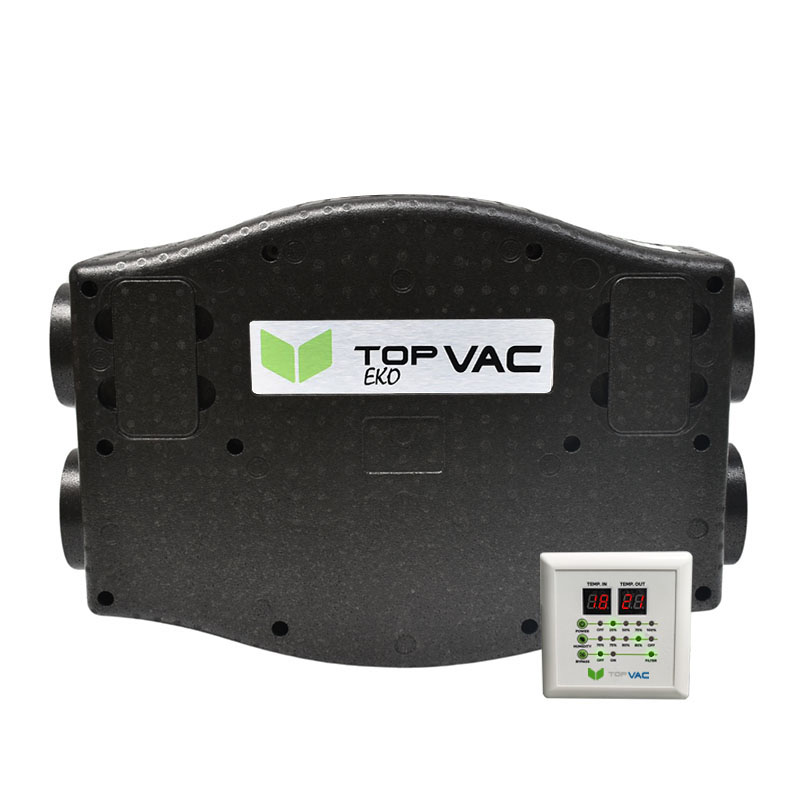 Centrala wentylacyjna TopVac Eko 260GV ze sterownikiem i higrostatem, nagrzewnicą zewnętrzną oraz zestawem instalacyjnym (Pakiet)