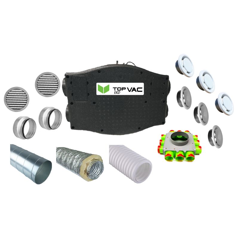 Centrala wentylacyjna TopVac Eko 260GV ze sterownikiem i higrostatem, nagrzewnicą zewnętrzną oraz zestawem instalacyjnym (Pakiet) - obrazek 5