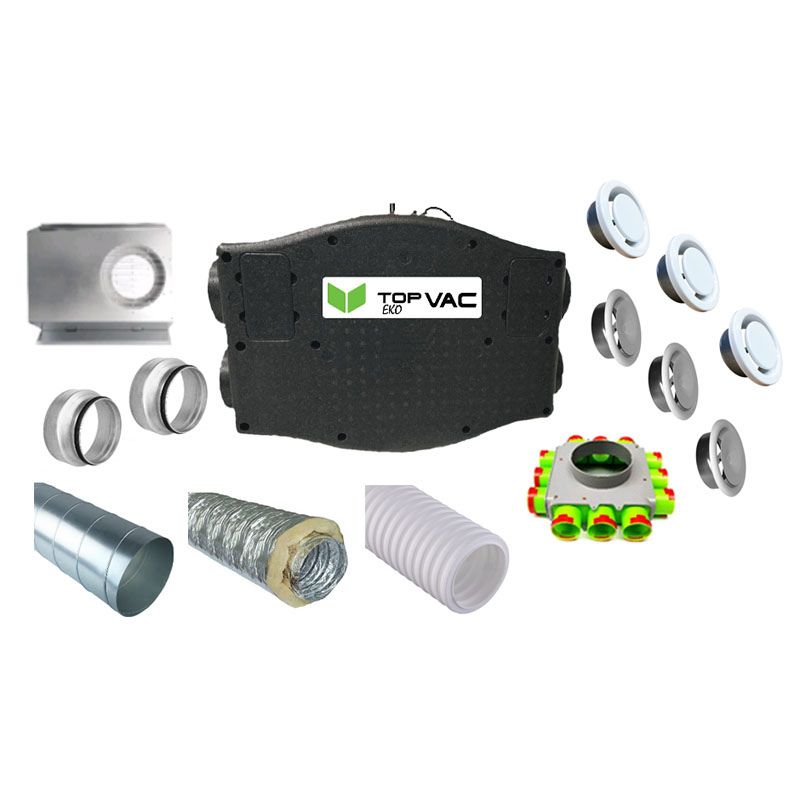 Centrala wentylacyjna TopVac Eko 260GV ze sterownikiem i higrostatem, nagrzewnicą zewnętrzną oraz zestawem instalacyjnym (Pakiet) - obrazek 6