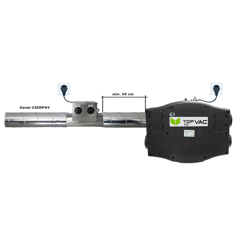 Nagrzewnica elektryczna kanałowa 400W DN125 z przewodem zasilającym i obejmami montażowymi do centrali wentylacyjnej TopVac Eko 260GV - obrazek 4