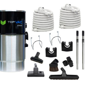 Pakiet Promocyjny odkurzacz centralny TopVac ZONDA z 2 x zestaw do sprzątania z wężem z włącznikiem On/Off, dł. 9,1mb